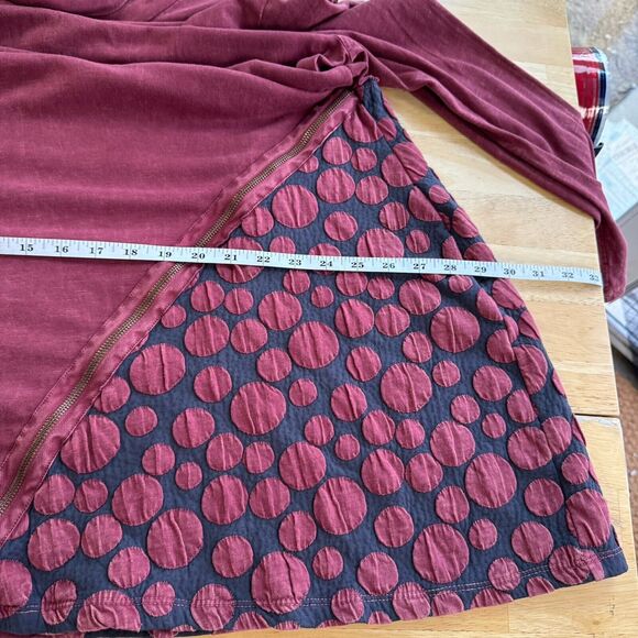 Chalet et Ceci Tunic Dress Cowl Neck Zip Abstract Long Sleeve Flawed Medium - Picture 8 of 11